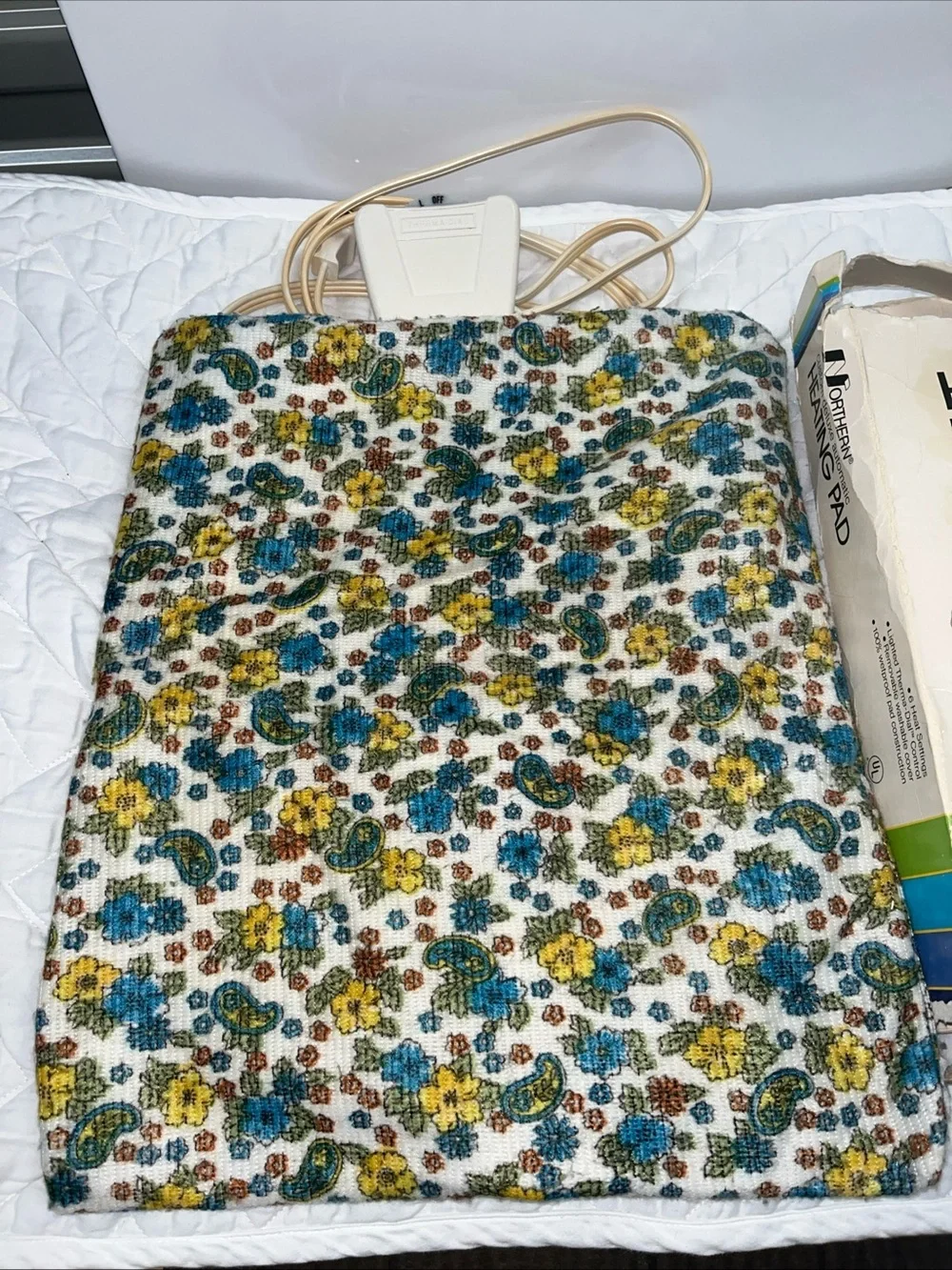Floral Electric Heating Pad in Blue, Green & Yellow